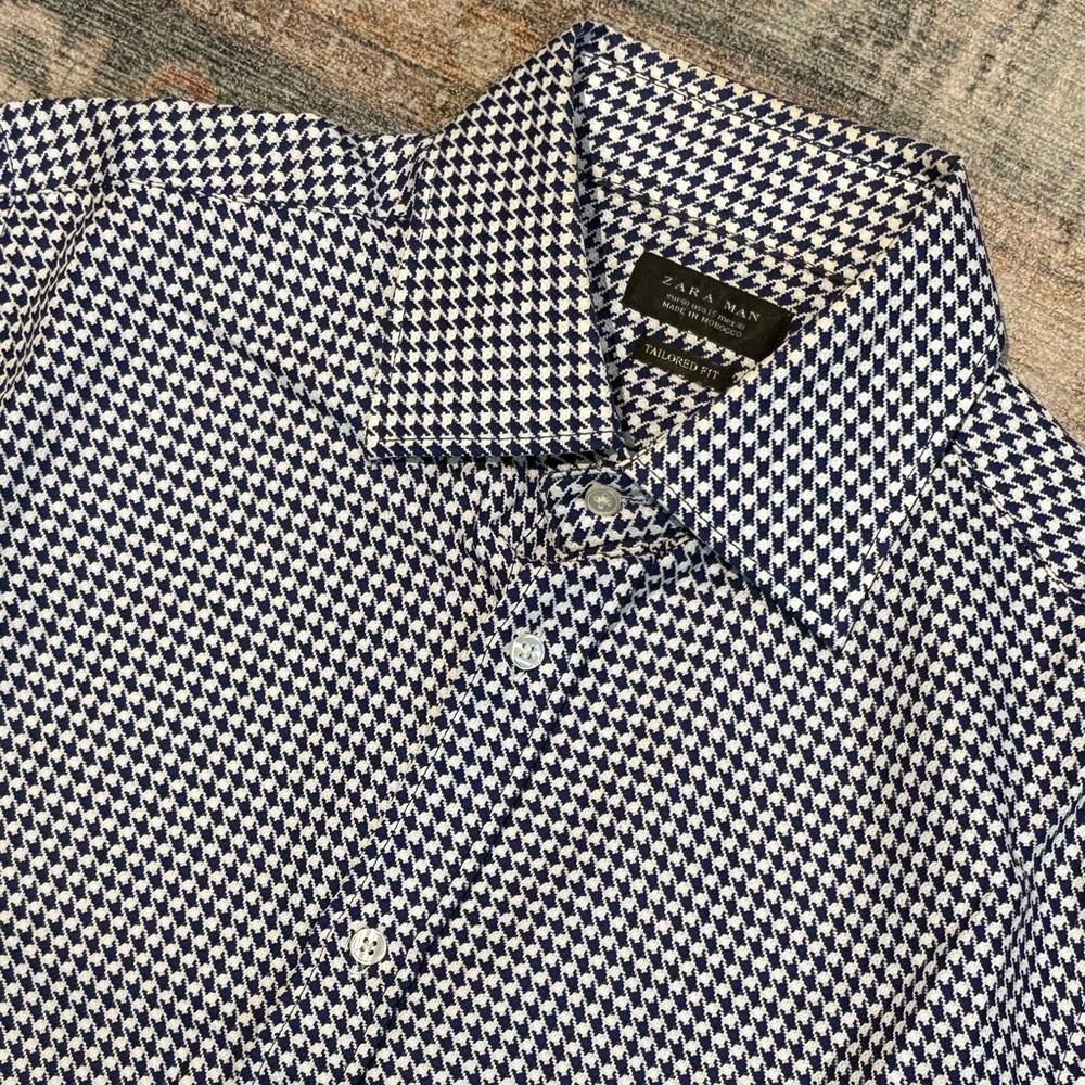Zara Man tailored houndstooth dress shirt